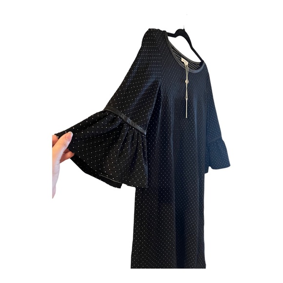 NWT Max Studio Black Polka Dot White Midi Bell Sleeve Oversize Flowy Dress S - Picture 10 of 10